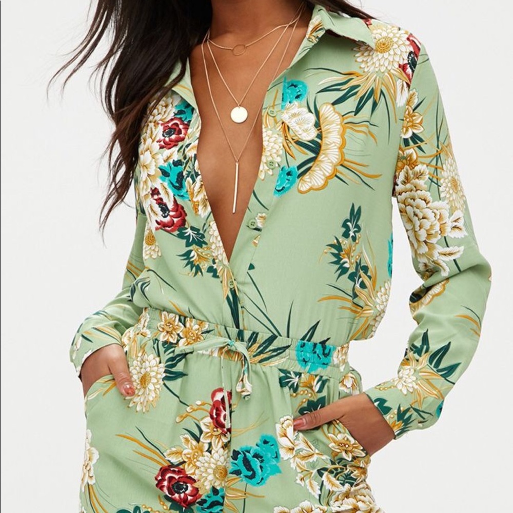 Sage Green Floral Oversized Top & Bottom